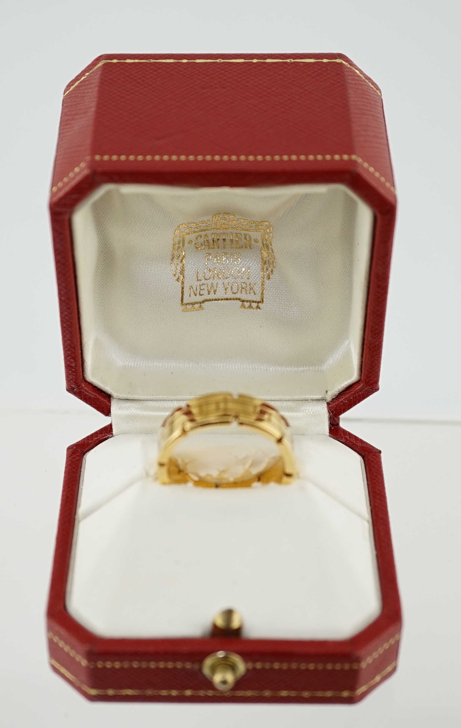 A modern 18ct gold Cartier Tank Francaise band